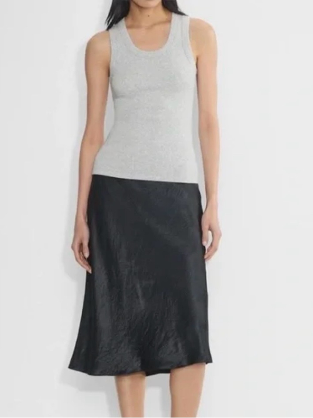Black Midi Slip Skirt